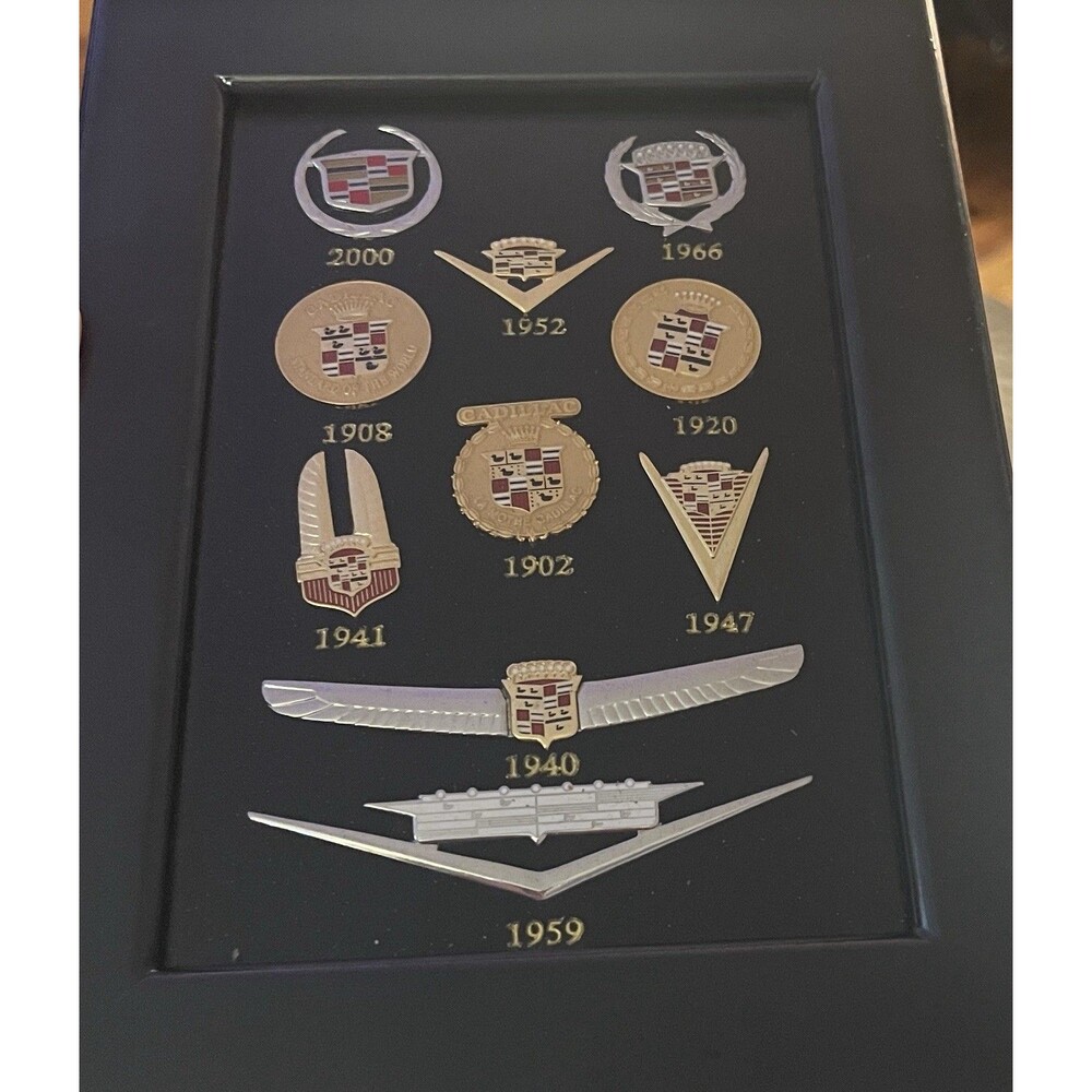 Cadillac 100 Years of Pins 10 Collectable Pins in Black Display CaseGM Official. - Picture 5 of 8